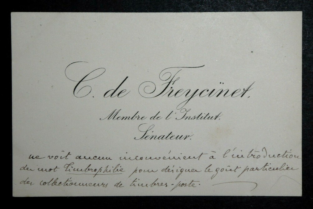 CHARLES DE FREYCINET - AUTOGRAPH BUSINESS CARD