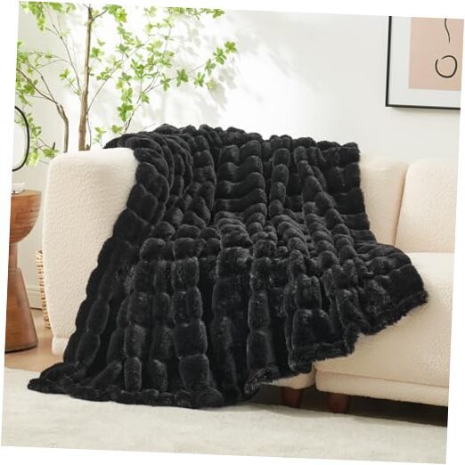 Faux Fur Throw Blanket for Couch, Cozy Warm Twin(60