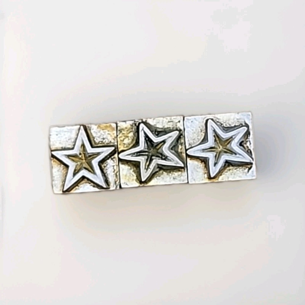 3 Piece Hollow Star Antique Metal Letterpress Print Block Stamps Set Same Size
