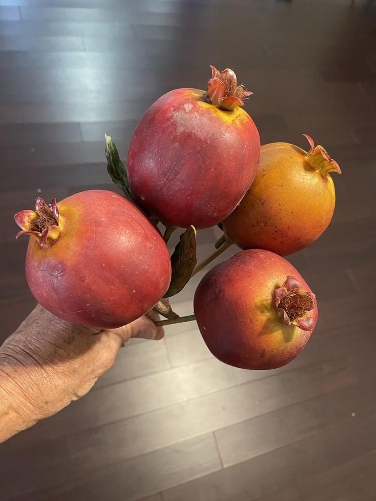 4 Pcs Artificial Pomegranate Simulation Fake Faux Pomegranate Lifelike Long Stem
