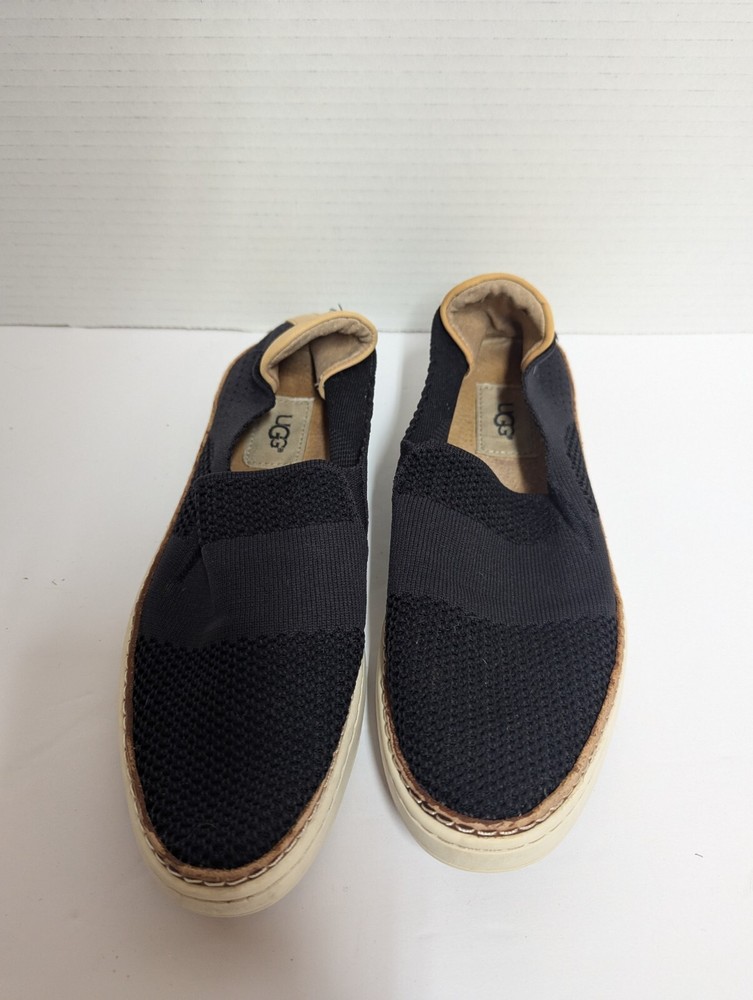 UGG Women's Sammy Slip-On Sneaker in Black Gray Knit Hyper Weave - Size 8