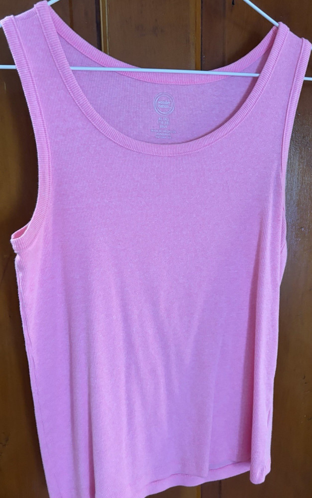 Wonder Nation Pink Sleeveless Scoop Neck Knit Plus Size XL Women's Tank Top