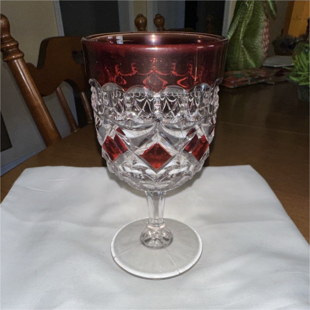 Red Ruby Glass Goblet Round Glossy Finish Drinkware for Unisex Adults