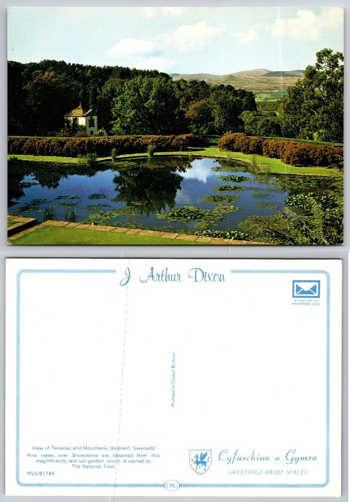 Bodnant Garden Wales Postcard J Arthur Dixon Snowdonia National Trust View