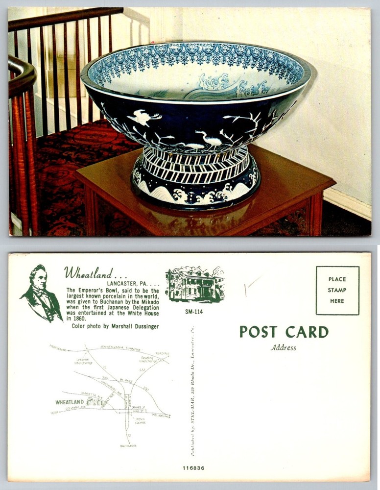 Wheatland Lancaster PA Emperor's Bowl Postcard Buchanan Japanese Delegation