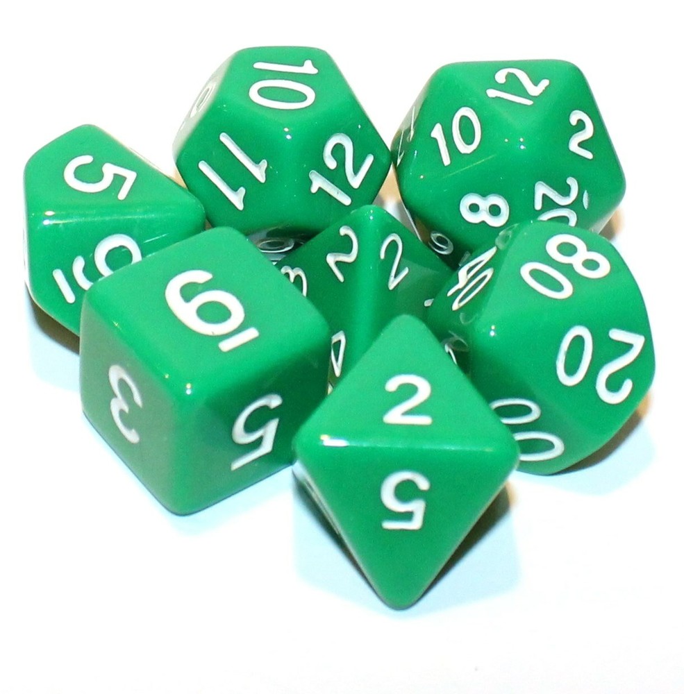 7 Piece Green Opaque Polyhedral Dice Set w/ Green Bag – Absinthe Ale-image