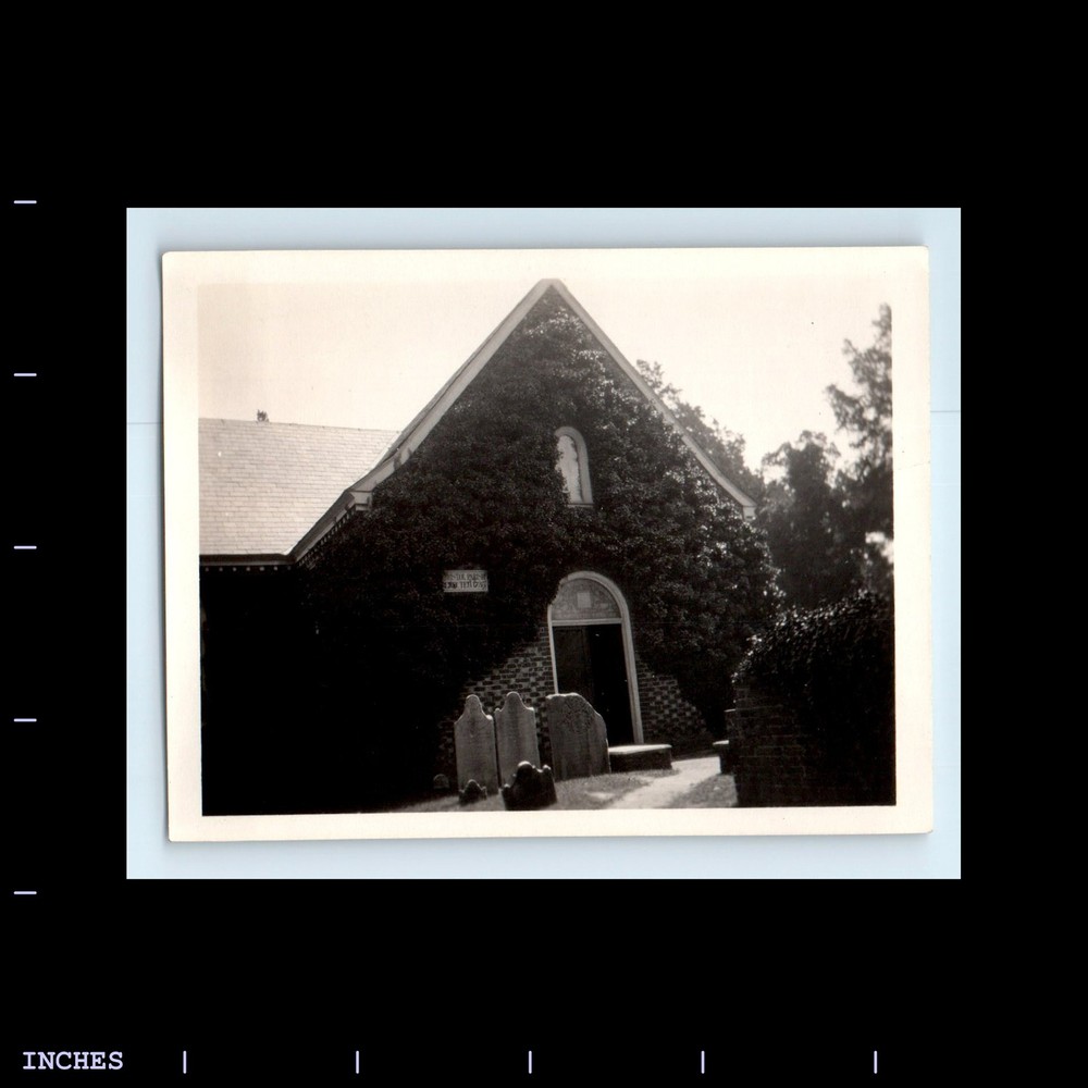 Old Vintage Photo IVY-COVERED CHURCH AND CEMETERY GRAVE TOMBSTONES