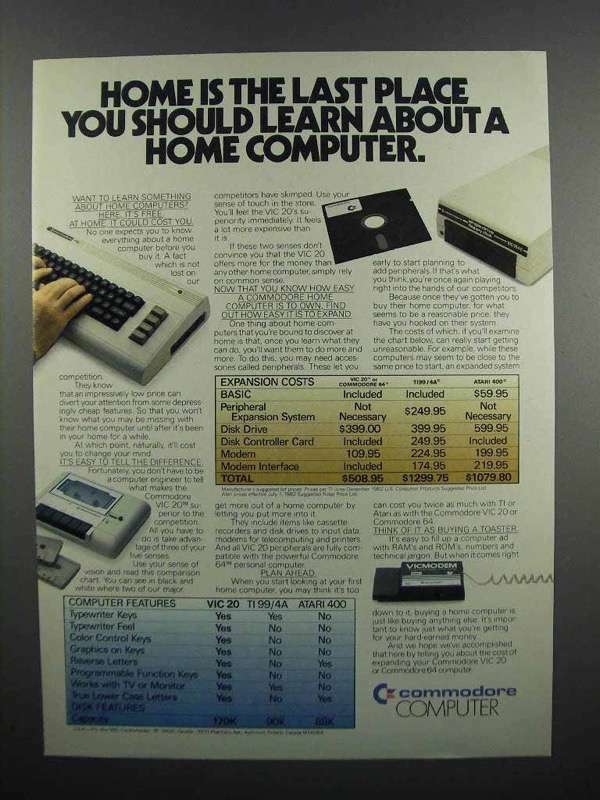 1983 Commodore VIC 20 Computer, VICModem, VIC-1540 Ad
