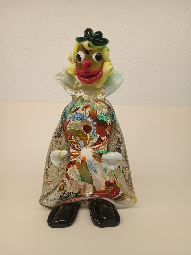 Unique Vintage Venetian Glass Handmade Murano Italy Clown Figurine 9
