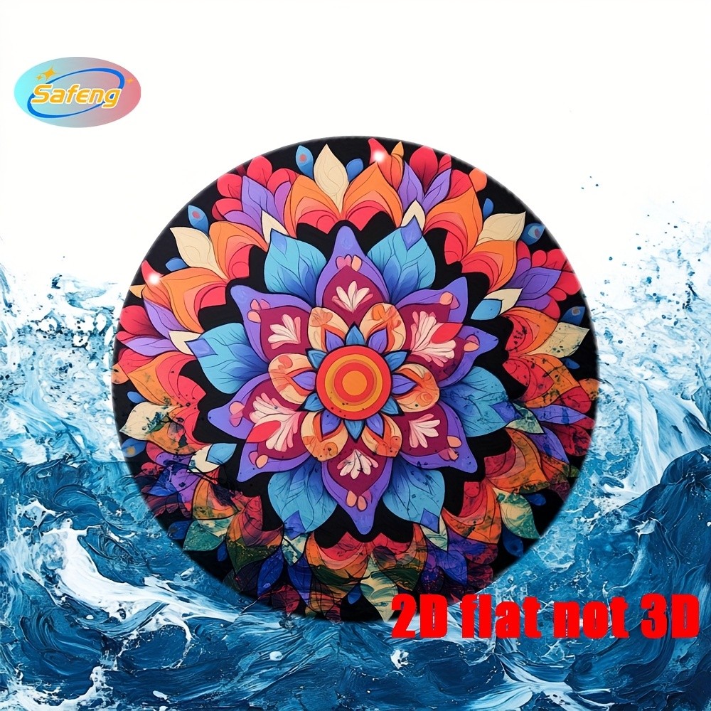 8x8inch Round Metal Wall Art Vibrant Mandala Pattern Decor