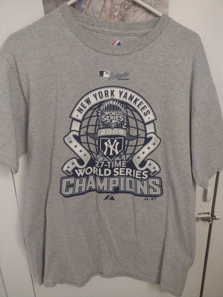 New York Yankees 2009 World Series Champions Majestic Gray T-Shirt Adult Medium