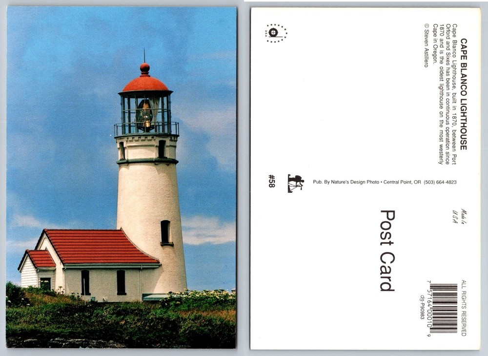 Cape Blanco Lighthouse Oregon Postcard - Oldest Lighthouse Pacific Coast