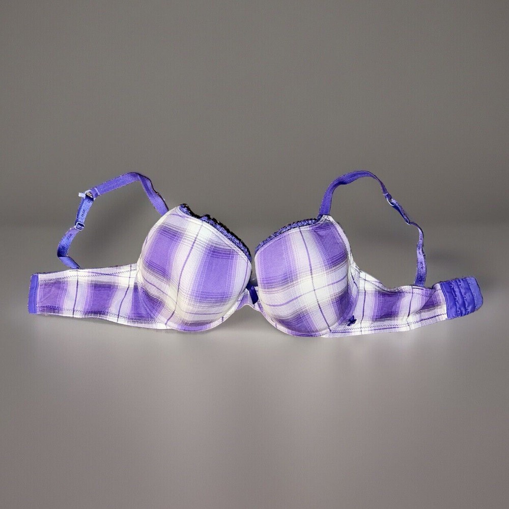 Aerie Purple Plaid Lightly Lined Bra 34DD