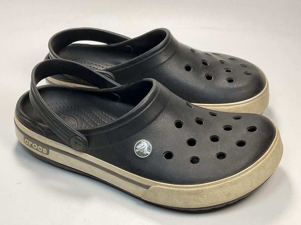 Crocs Crocband Unisex Adult Black White Slide Slip On Sandals M6/W8