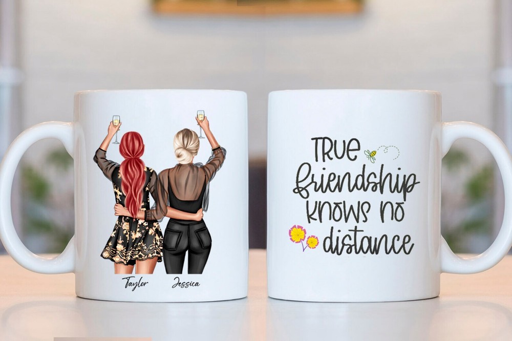 Friendship Knows No Distance Custom Bestie Mug Personalized Bff Gift Custom