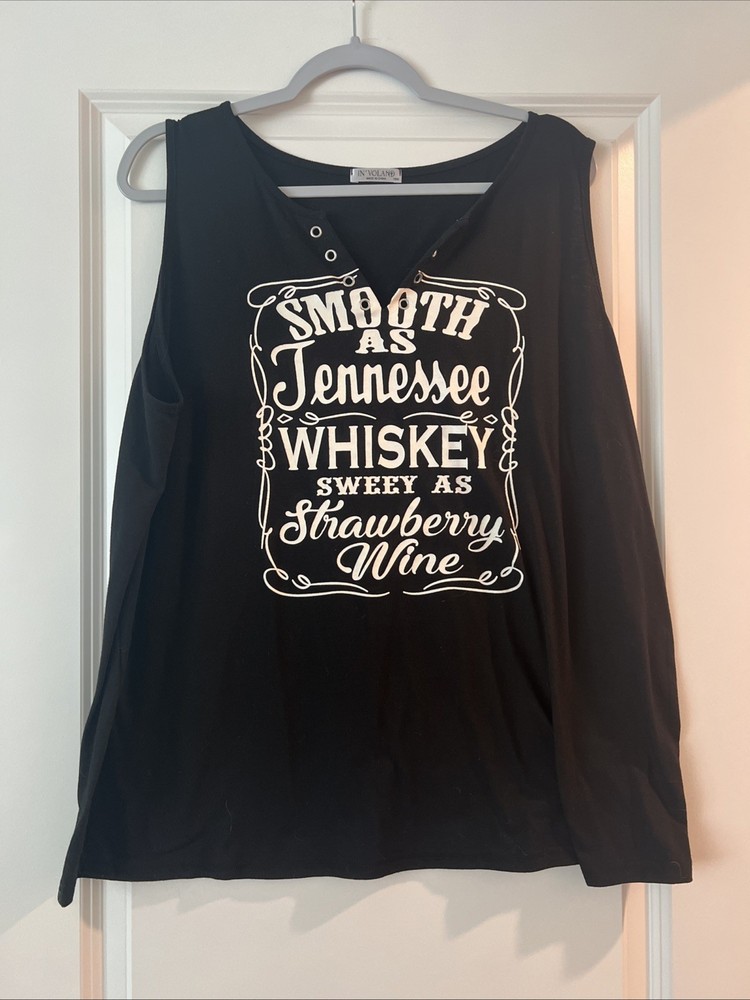Tennessee Whiskey V Neck Tank Top Black Women’s Size 18W Plus