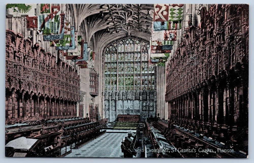 England UK Windsor Castle St. George's Chapel Interior COE Choir East Postcard