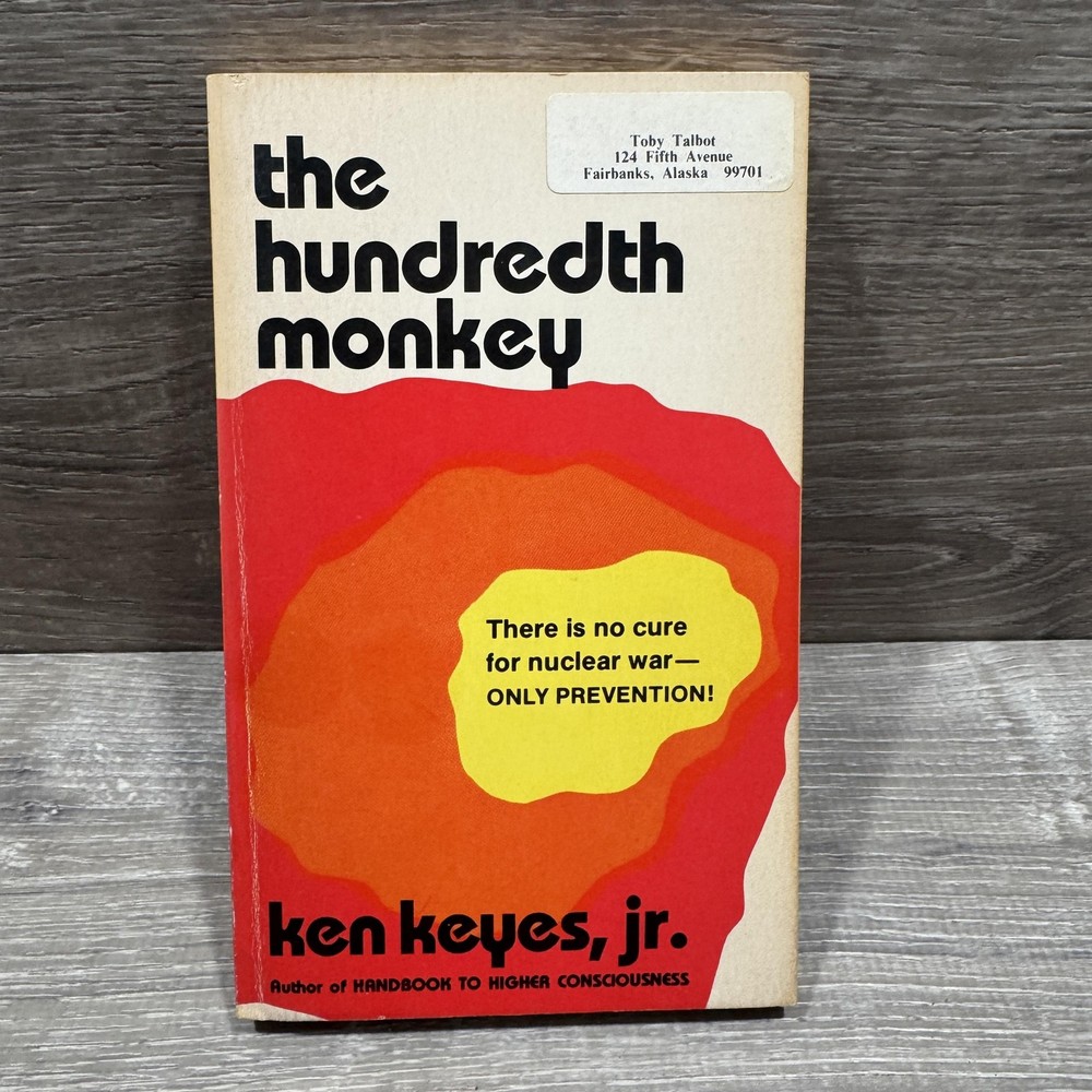 Vintage The Hundredth Monkey Ken Keyes Jr Vision Books 1982 Orange PB USA