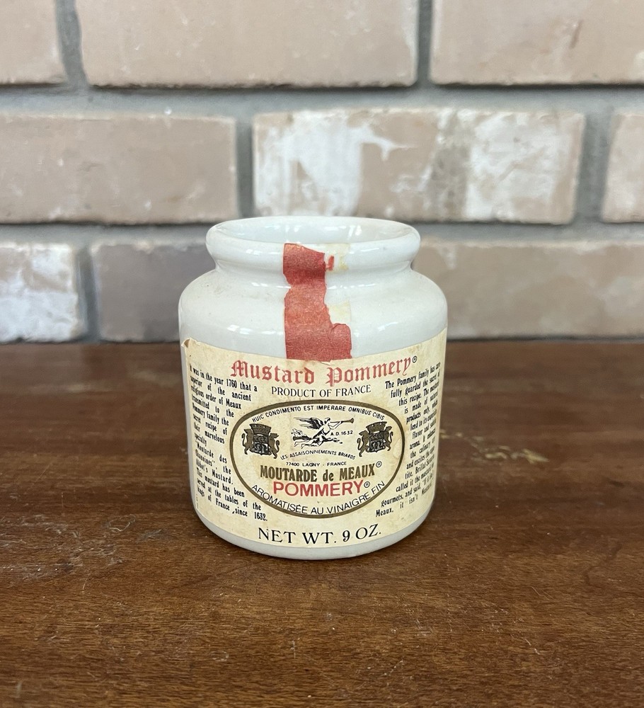 🇫🇷 Vintage Pommery Moutarde de Meaux Mustard Stoneware Jar – 9 oz – France