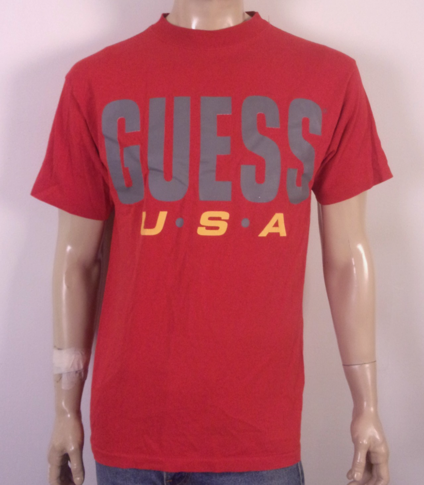 vintage 80s 90s Guess USA by Georges Marciano Big Spell Out Logo Print T-Shirt M