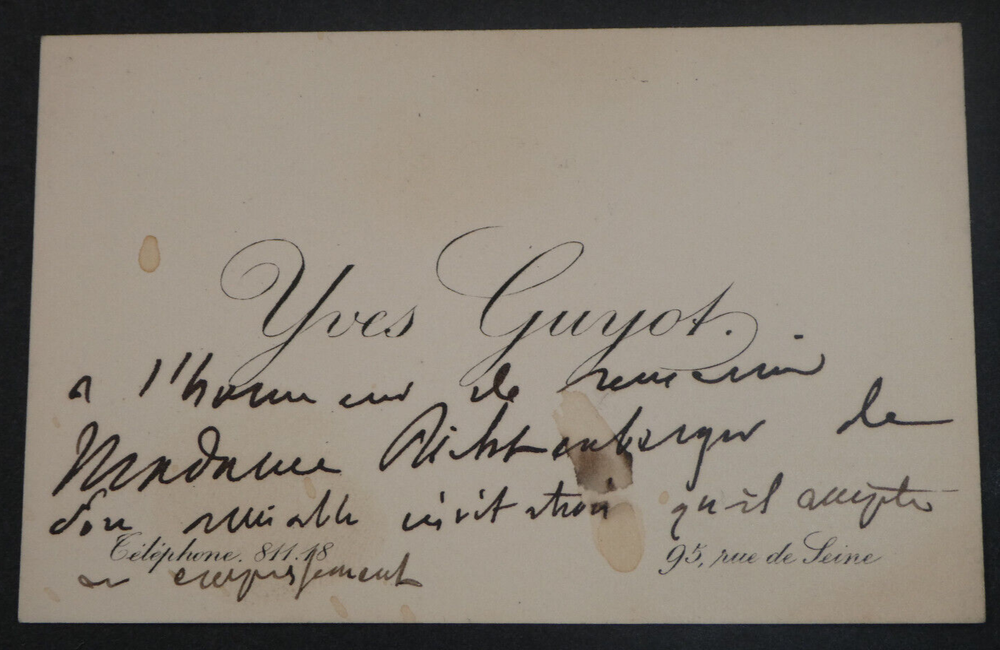 Yves GUYOT, politician - AUTOGRAPH BUSINESS CARD