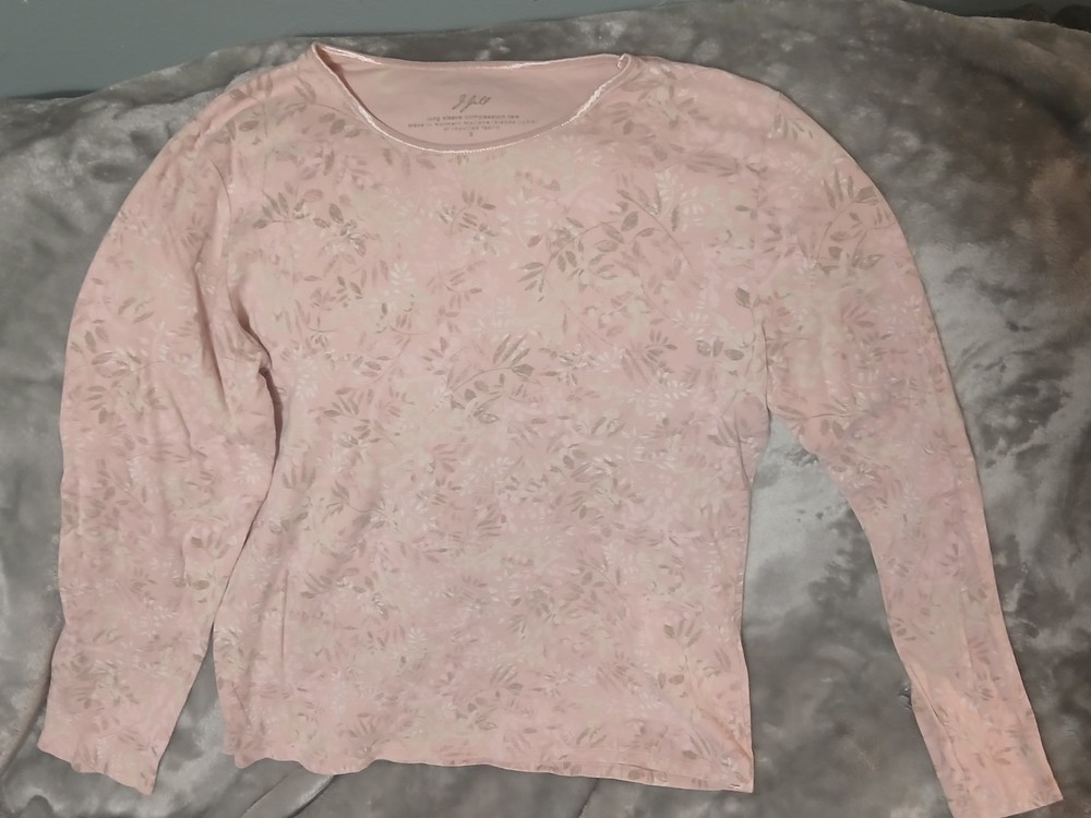 J Jill Pink Floral Long Sleeve Compression Tee. Size Small