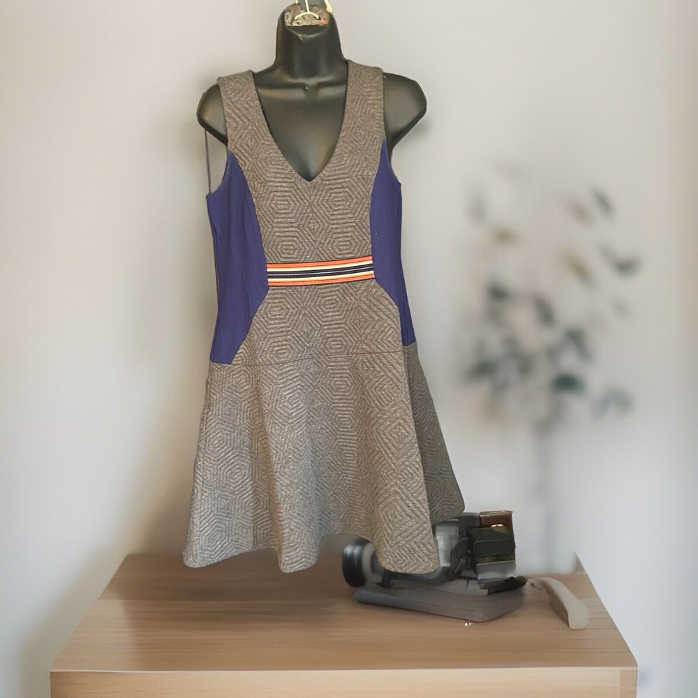 maeve anthropologie dress Small Fit And Flare Blue Gray O12