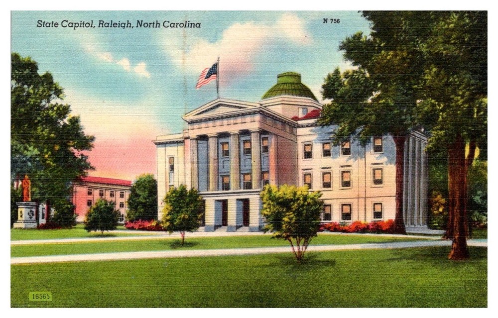 1940s Gardens Of The State Capitol Raleigh North Carolina Vintage Postcard