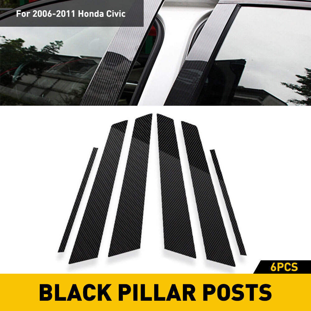 Black Window Door Pillar Posts Trim Piano Decors Cover For 2006-2011 Honda Civic