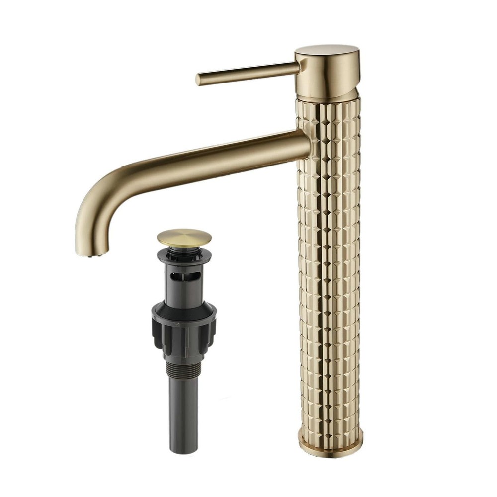 Brushed Gold Bathroom Faucet - Vessel Sink Faucet 1 Hole Single Handle - Bras...