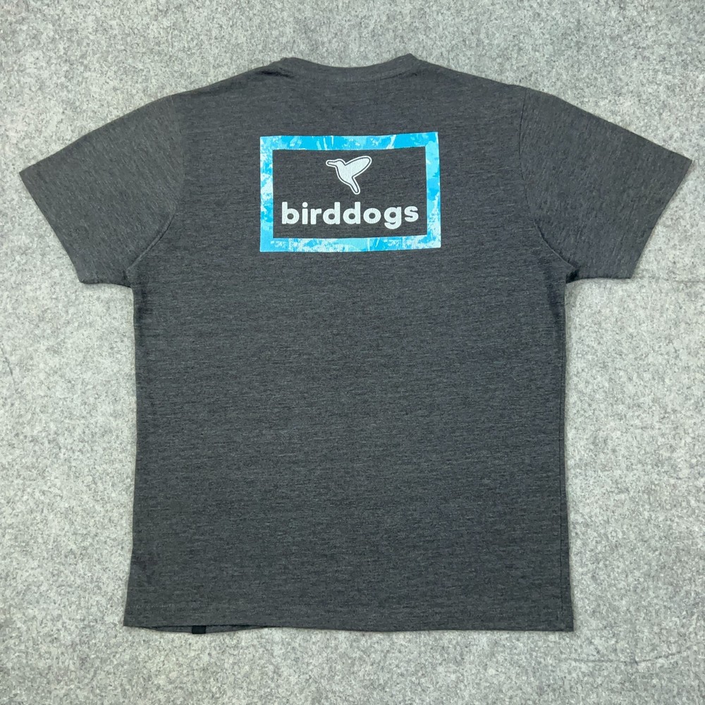 Birddogs Shirt Mens Medium Dark Gray Short Sleeve Graphic Print Logo Tee Cotton