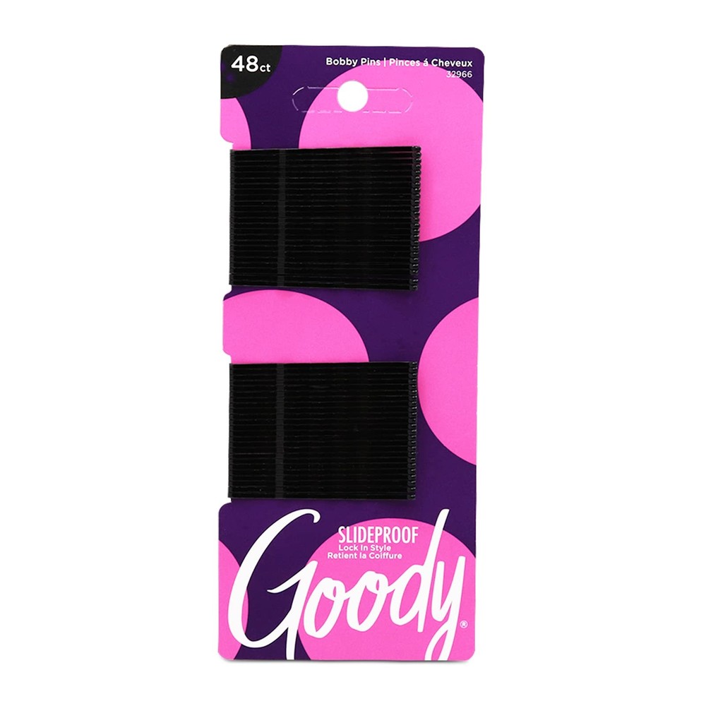 Slideproof Womens 2 Inch Pain-Free Bobby Pins 48 Count Crimpled Black Hair Clips