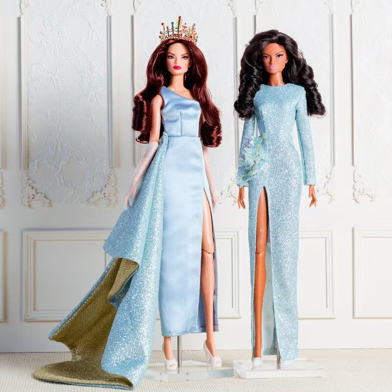 Fashion Blue 1/6 Doll Clothes Princess Evening Dress Wedding Party Gown 11.5