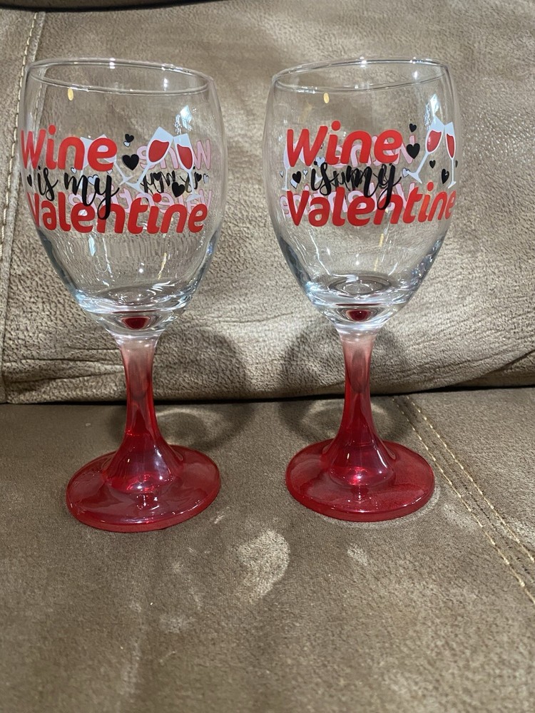 Cristar Valentine’s 'Wine Is My Valentine’ Red Stemmed Wine Glasses set of 2