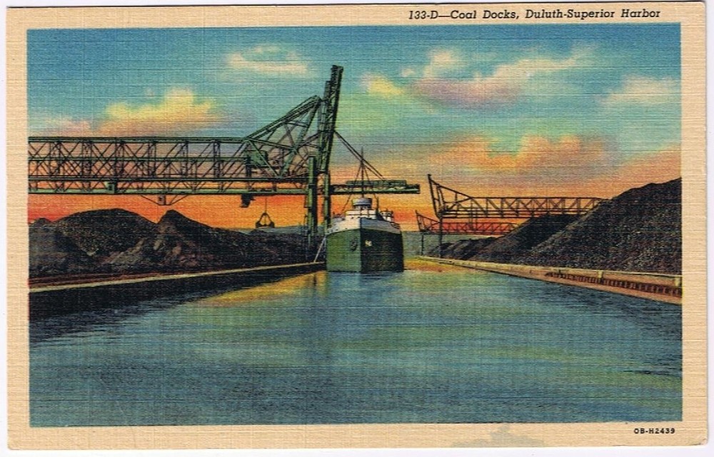 Postcard Coal Docks Duluth Superior Harbor Minnesota