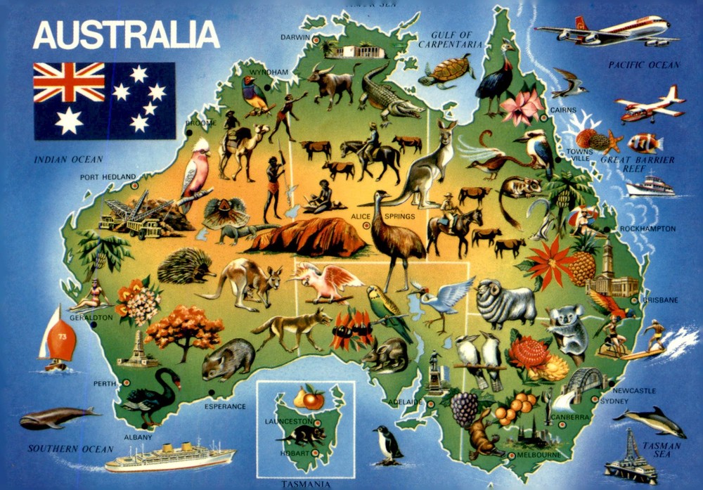 Map of Australia, 1973 Postcard