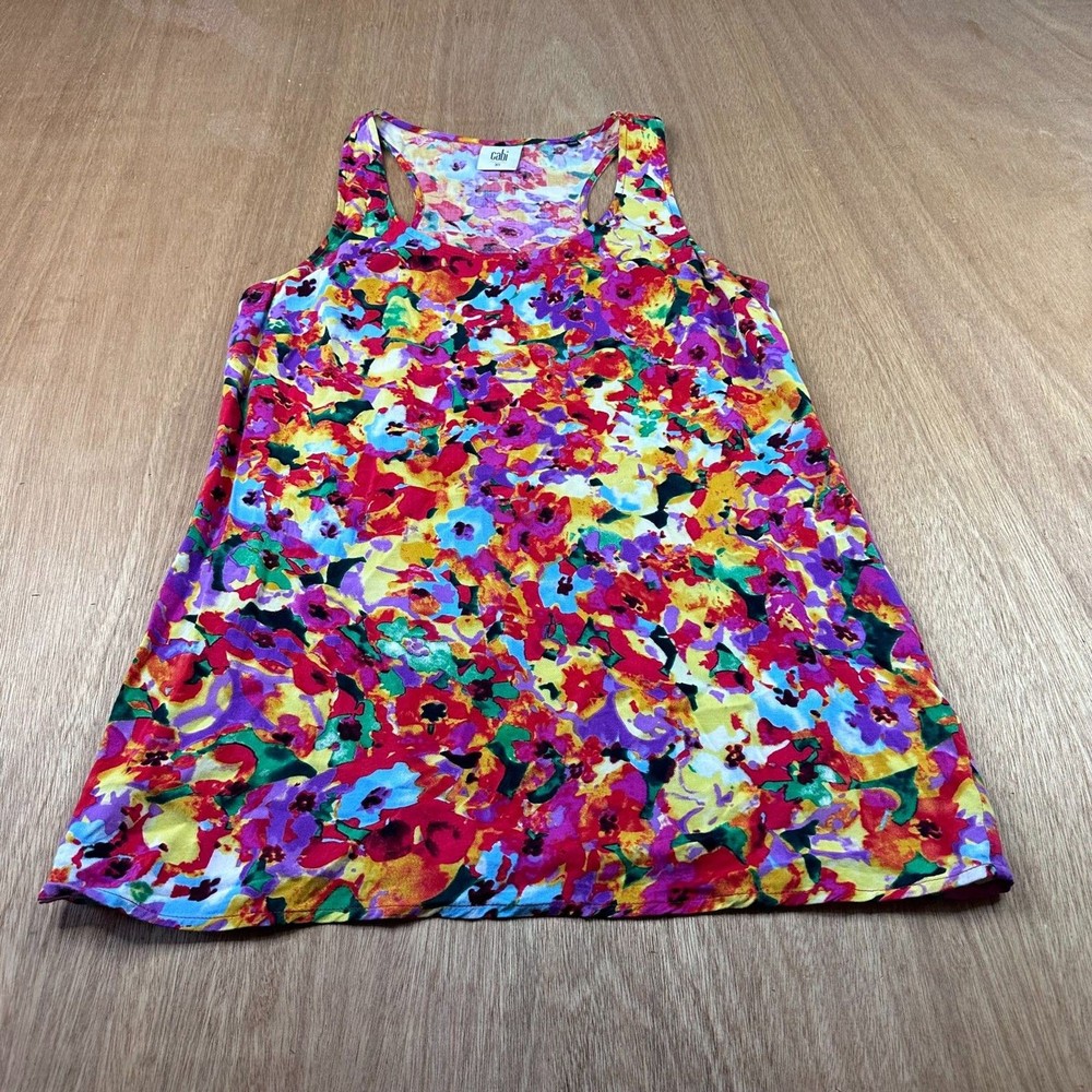 Womens Cabi XS Bright Floral Tank Top Multicolor Racerback