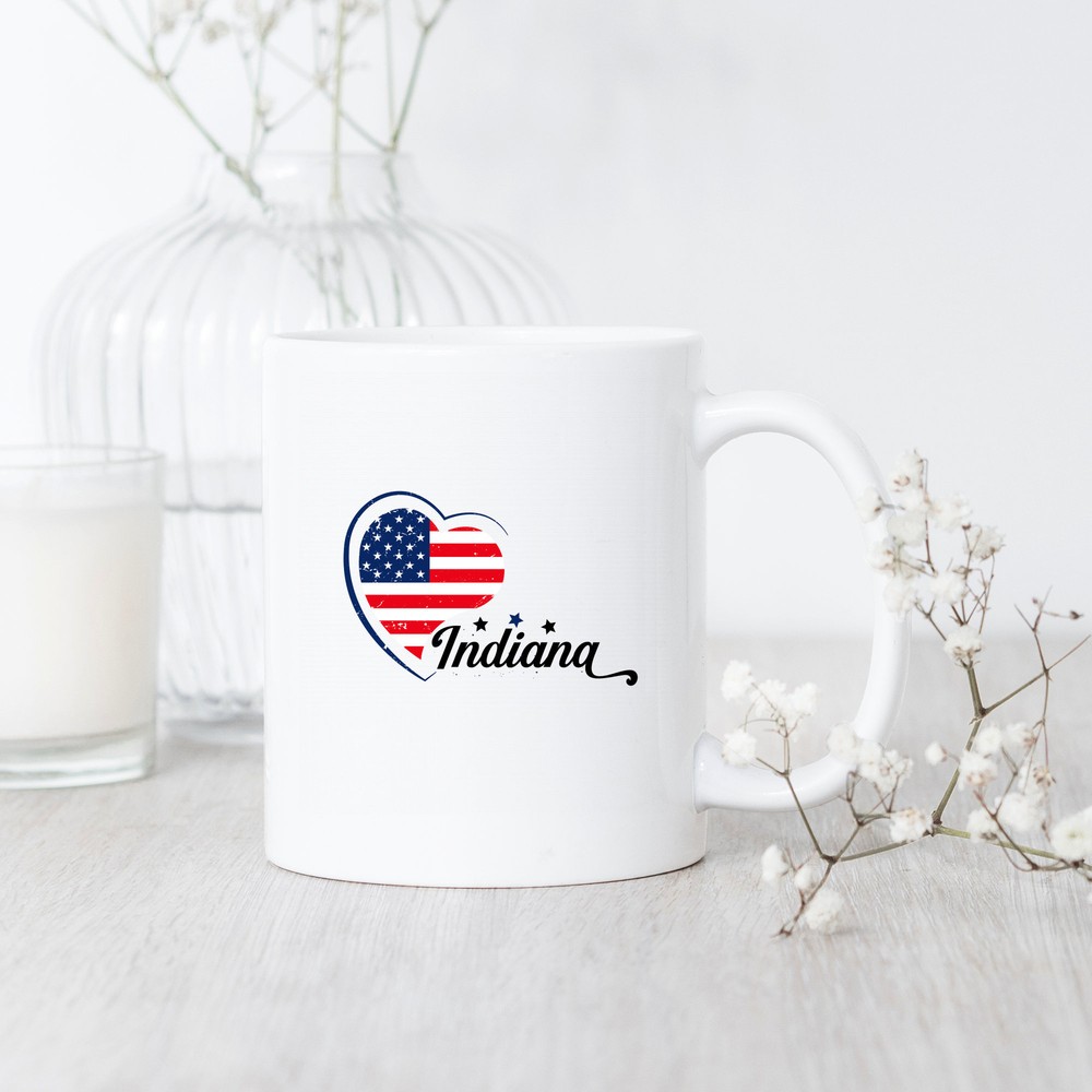 Indiana Heart Flag Mug - Show Your Hoosier Pride with this Patriotic Indiana Gift