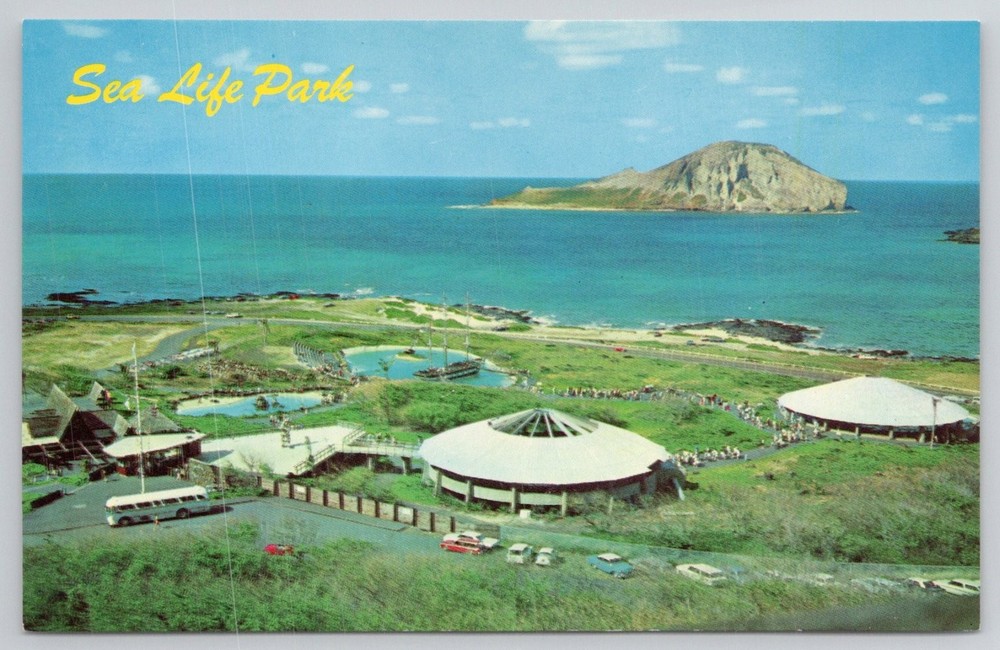 Vintage Sea Life Park Hawaii Postcard - Aerial View & Rabbit Island