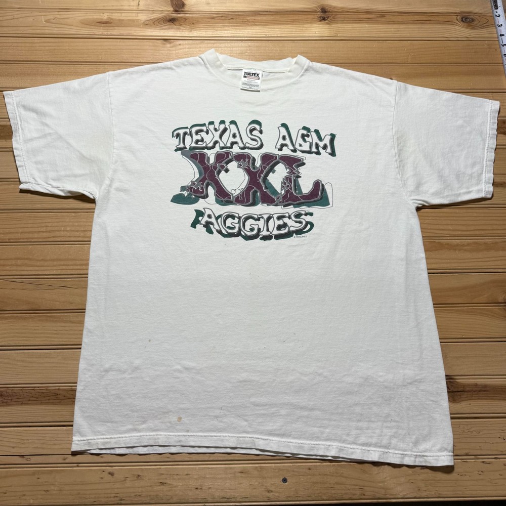 Vintage 90s Texas A&M University Aggies College Graphic T-Shirt Men's - Size 2XL