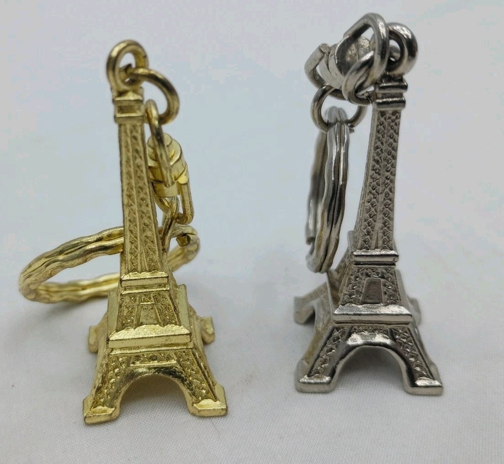 2 Vintage Eiffel Tower Souvenir Keychain 2