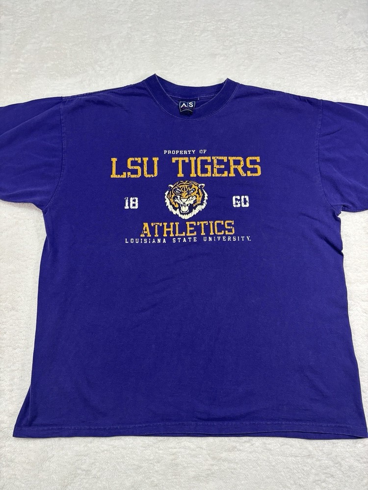 Vintage LSU Tigers T-shirt Men’s Size Large Purple Sleeve Louisiana