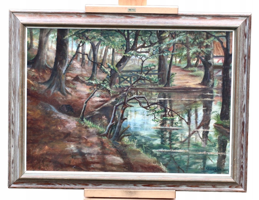 Landscape With River And Trees – Oil On Canvas – Signed, With Frame