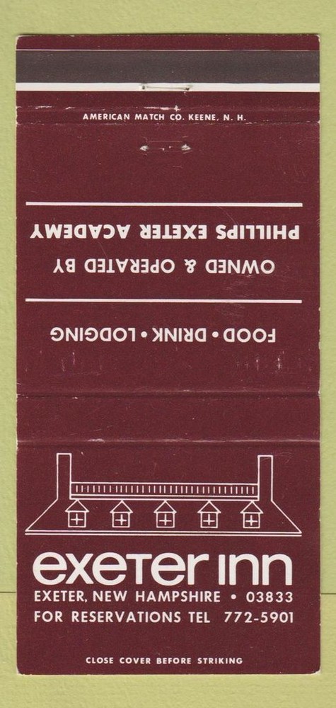 Matchbook Cover - Exeter Inn NH 30 Strike