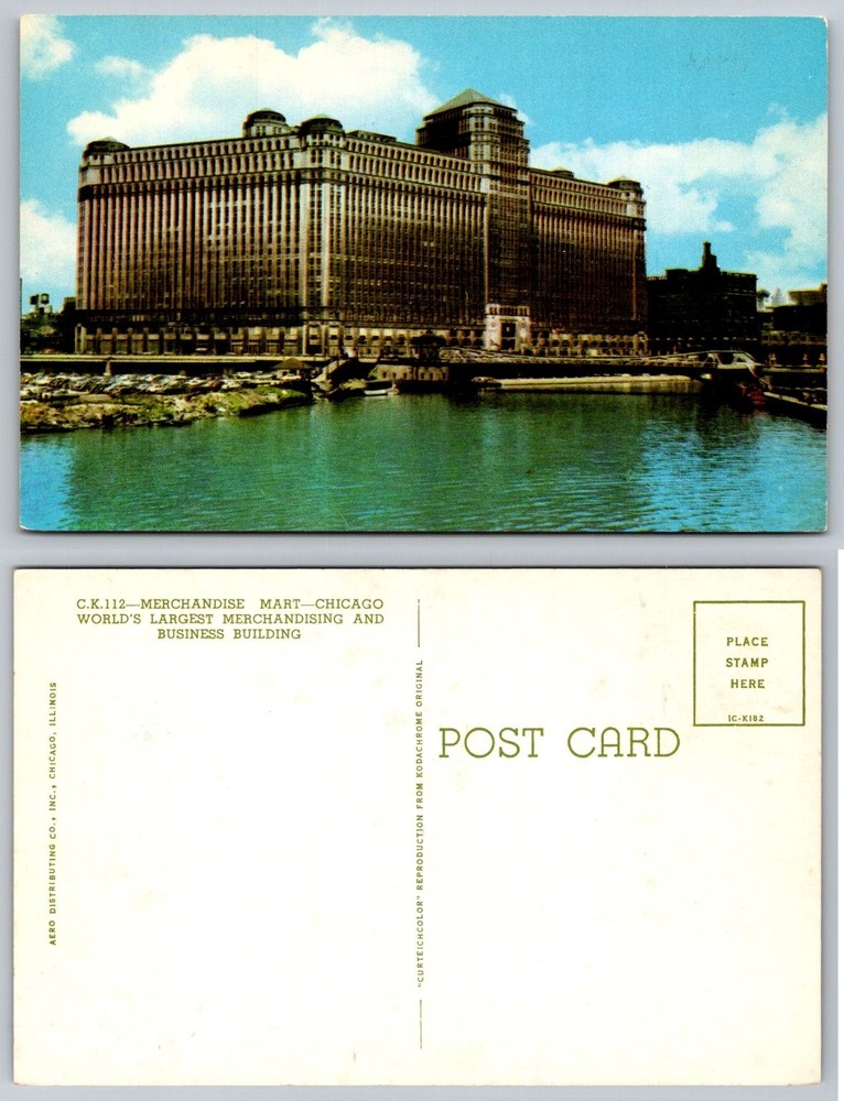 Merchandise Mart Chicago IL World's Largest Building Curteichcolor Vintage