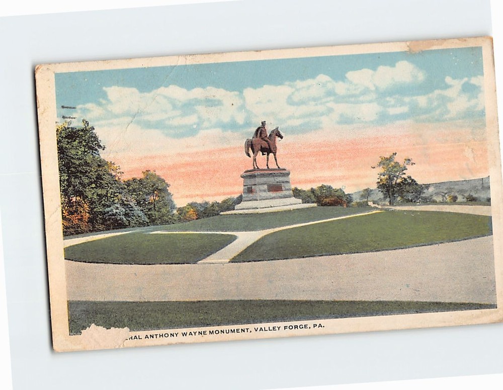 Postcard General Anthony Wayne Monument Valley Forge Pennsylvania USA