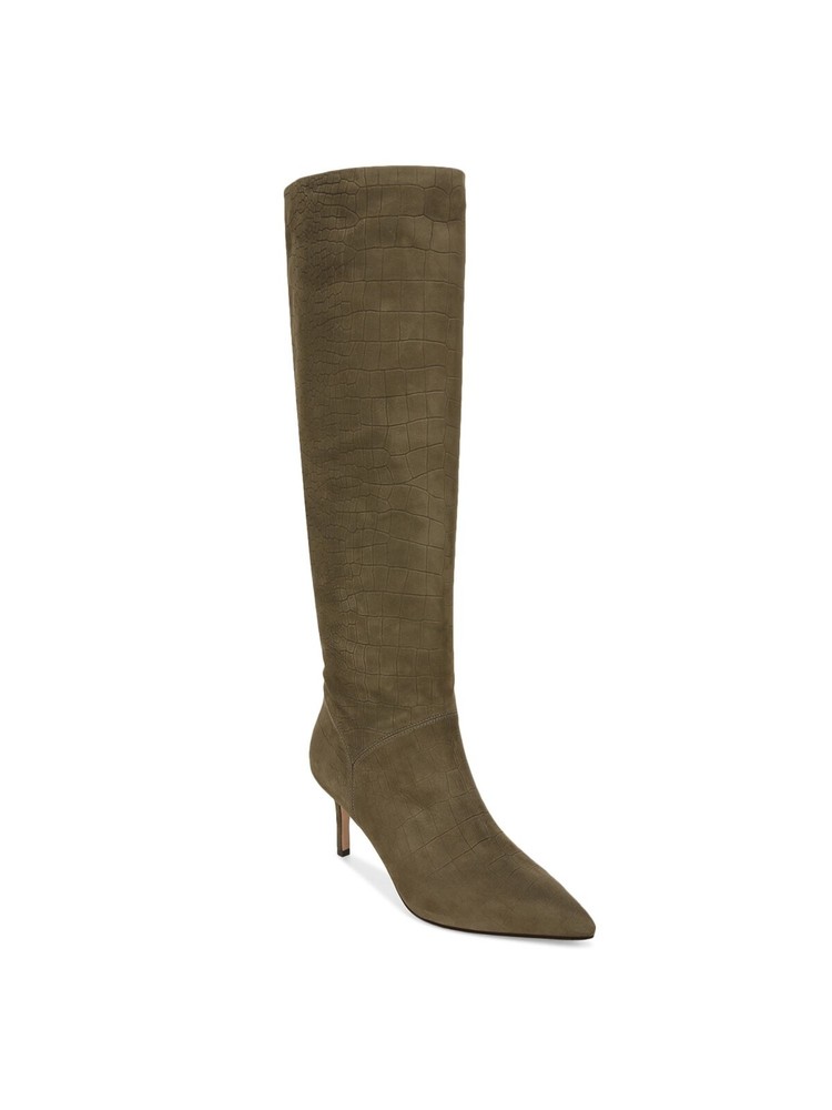 Veronica Beard Green Croc Lexington Stiletto Suede Heeled Boots Size 9.5 M