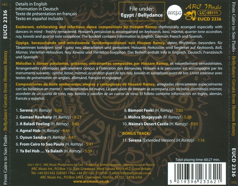Hossam Ramzy From Cairo To Sao Paulo: Bellydance Greats From Hossam Ramzy New Cd