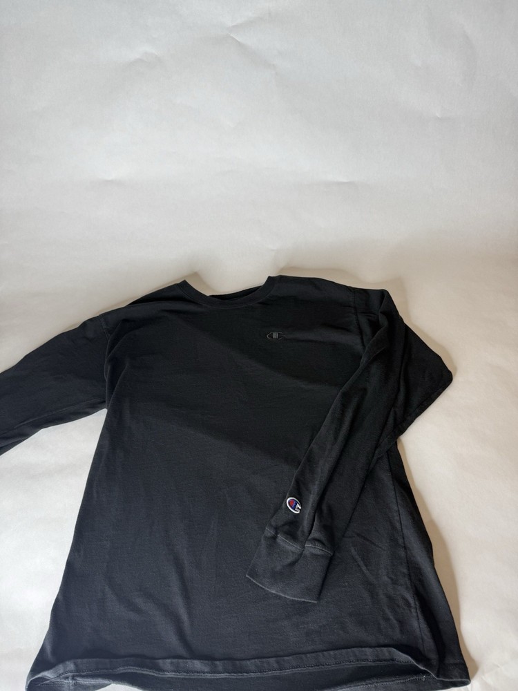 Men’s Champion Long Sleeve Crew Neck Shirt Black Size Large