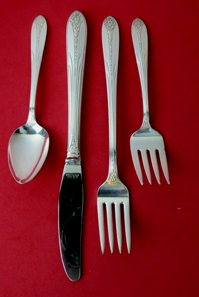 ART DECO PRINCESS ROYAL National Silver Co 4 Piece Place Setting 1930 GOOD